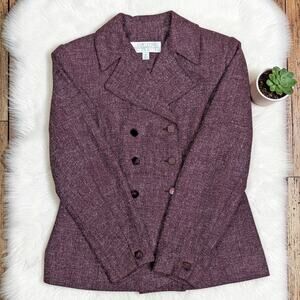 Vintage Y2KLARRY LEVINE Petite Suit Blazer Purple Double Breasted 6P 6